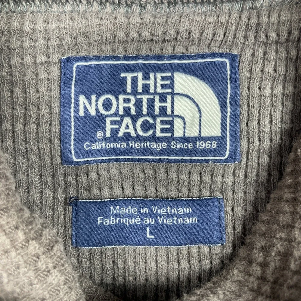 The North Face Sweater Mens Large Brown Shawl Collar Waffle Lined Pullover